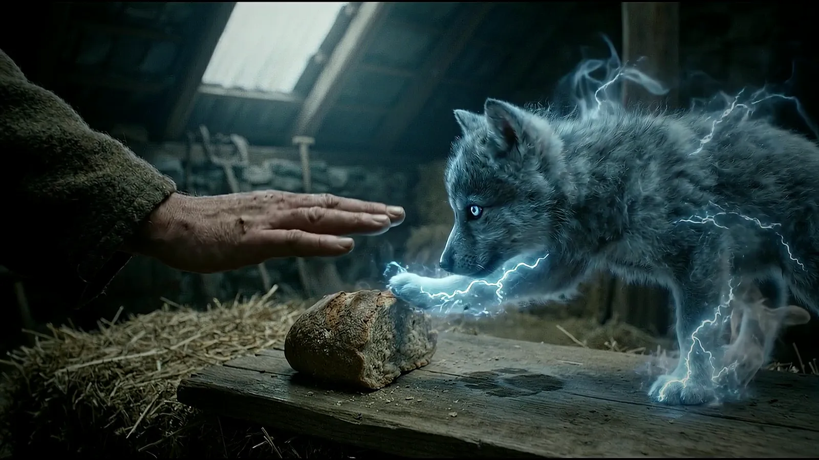The storm pup and a crust of bread